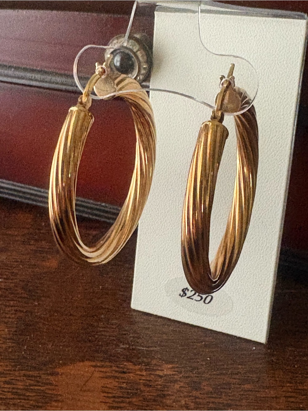 Sterling silver 14k plated Vermeil rope earrings from Macy’s.